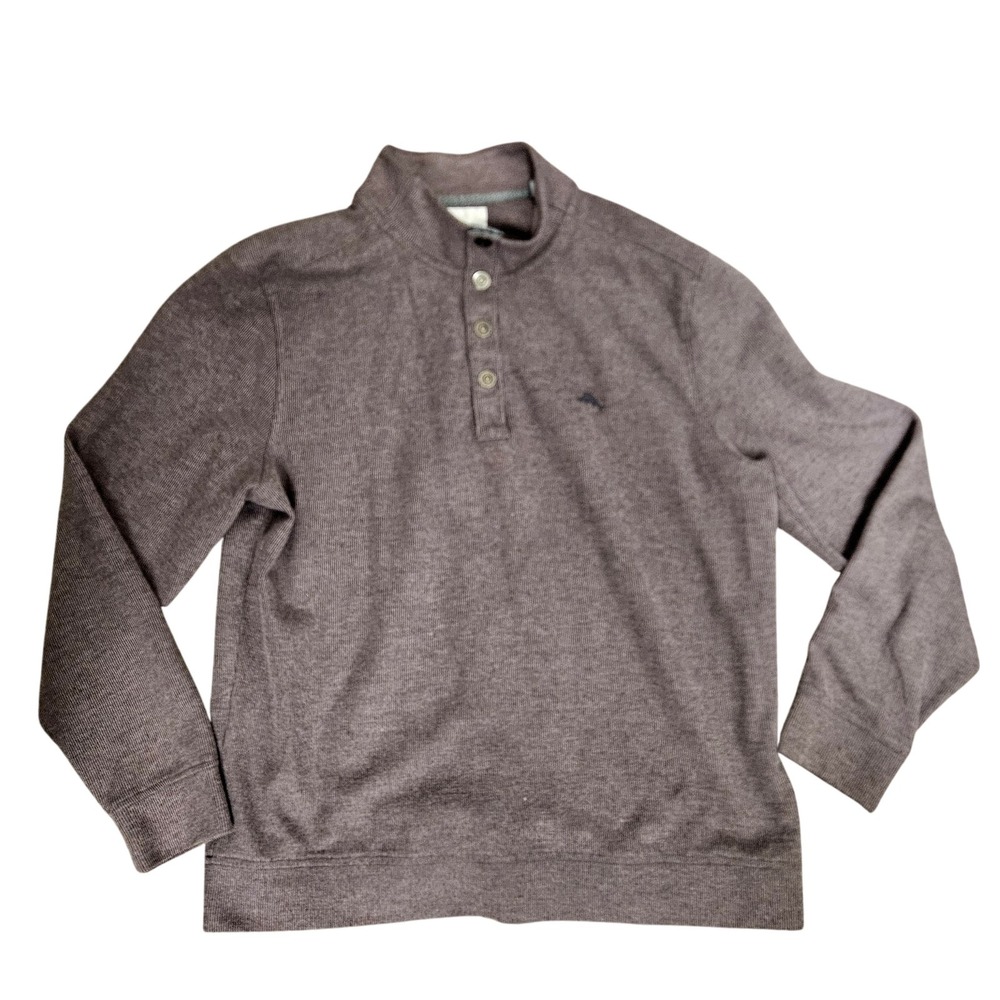 Tommy Bahama Sweater Mens Extra Large Purple Quarter Button Pullover Casual Knit
